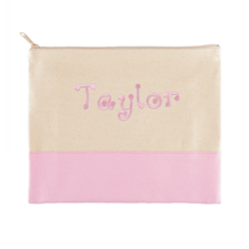 Besticktes Schminktäschchen Pink Name19 x 23 cm