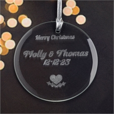 Weihnachtsschmuck mit Herz Herz Personalisieren mit Gravur Glas Rund