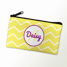 Gelbe Wellen Lila Rahmen Schmicktasche Reißverschluß Personalisieren 10,2 x 17,8 cm