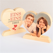 Eins + eins = Drei Fotoherz aus Holz Personalisieren Familie