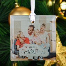 Schneeflocke Weihnachten Glasschmuck Personalisieren Foto Quadrat