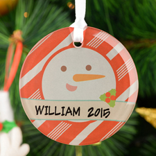 Schneemann Weihnachten Glasschmuck Selbst Gestalten Rund mit Foto