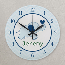 Elefant Navy und Blau Runde Wanduhr Personalisieren Acryl