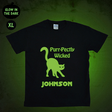 Leuchtendes T-Shirt Glow Katze Personalisieren Baumwolle Größe XL