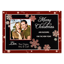 Glitzernde Schneeflocken Personalisierte Foto Weihnachtskarte 127x178