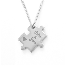 Herz einseitig Puzzle Halskette Gravur Anhänger Personalisieren Samtbeutel