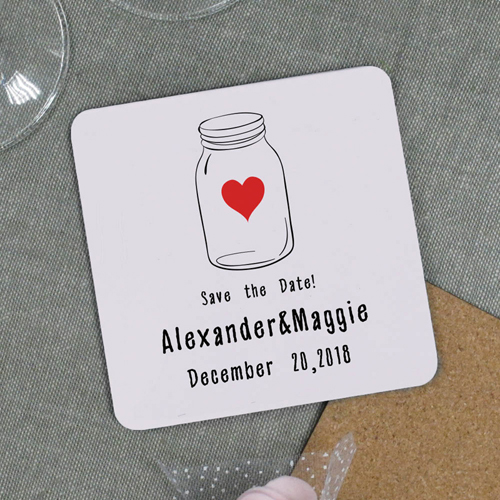 Glas Save the Date Bierdeckel Personalisieren