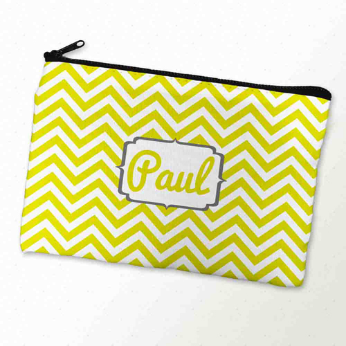Gelb und Kohle Kosmetiktasche Monogramm 15,2 x 22,9 cm