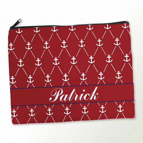 Weiße Anker auf Rot Kosmetiktasche 27,9 x 35,6 cm