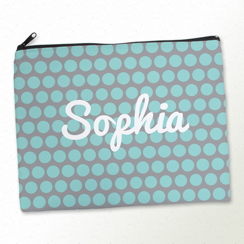 Große Punkte Aqua Kosmetiktasche 27,9 x 35,6 cm