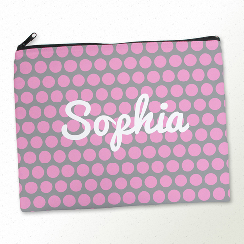 Große Punkte Pink Kosmetiktasche 27,9 x 35,6 cm