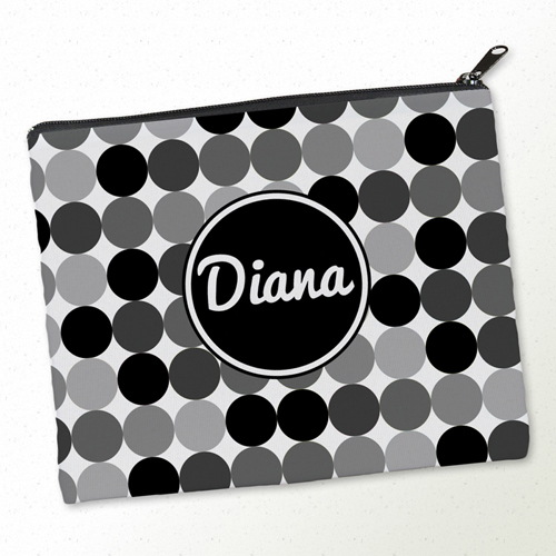 Große Bunte Punkte Schwarz & Grau Kosmetiktasche 20,3 x 25,4 cm