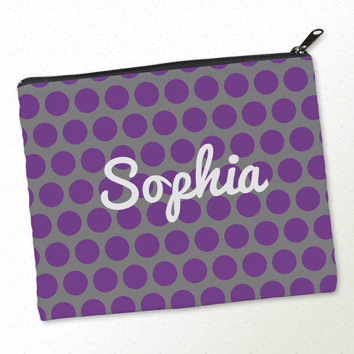 Lila Große Punkte Kosmetiktasche Mein Design 20,3 x 25,4 cm