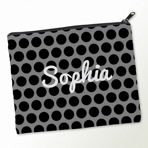 Schwarze Große Punkte Kosmetiktasche Mein Design 20,3 x 25,4 cm