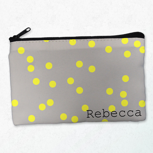 Gelbe Kleine Punkte Kosmetiktasche 12,7 x 20,3 cm Beidseitig gleich Personalisieren