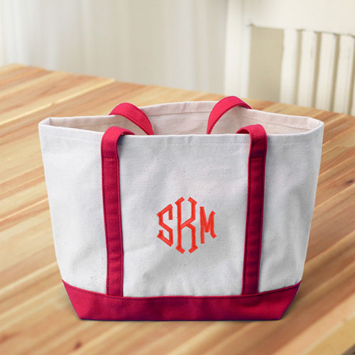 Bestickte Stofftasche klein 3 Buchstaben Rot