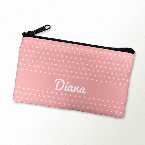 Pinke Polka Pünktchen Kosmetiktasche 10,2 x 17,8 cm Beidseitig gleich Personalisieren