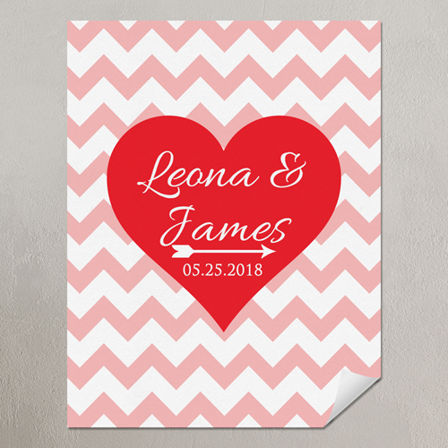 Herz Pink Zickzack Personalisiertes Poster Klein 21,6 x 27,9 cm