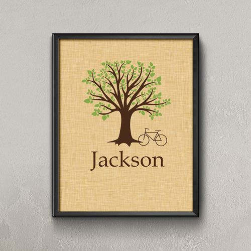 Eiche mit Fahrrad Pesoanlisiertes Poster  Klein 21,6 x 27,9 cm
