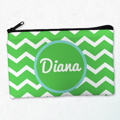 Grün Monogramm Schminktasche Reißverschluß Personalisieren 10,2 x 17,8 cm