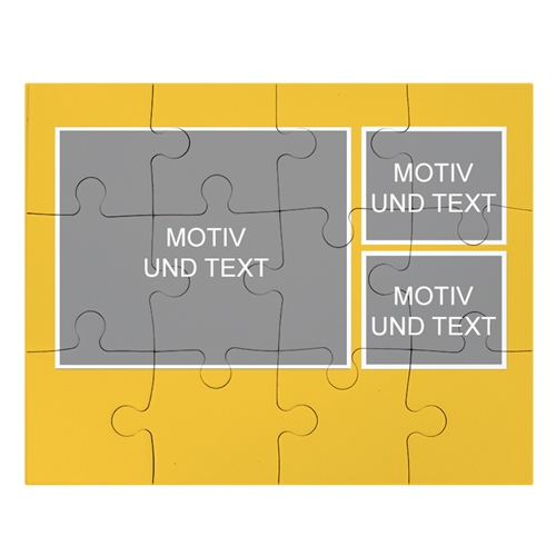 Photokollage, Drei Bilder, Postgelb
