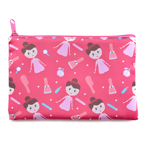 Schminktäschchen beide Seiten gleiches Motiv 8,9 x 15,2 cm Reißverschluss Pink