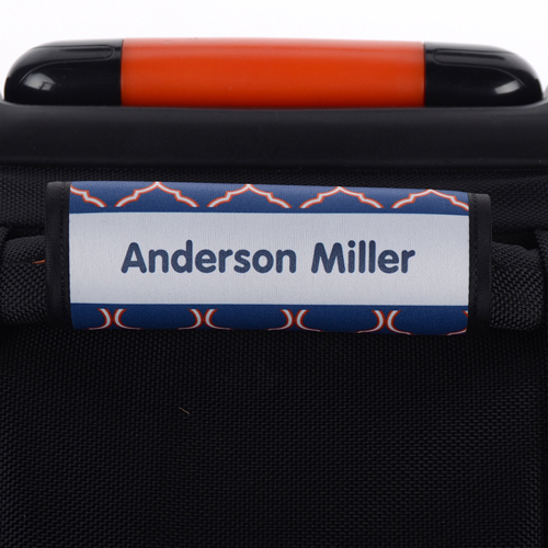 Vierpass Orange Blau Personalisierter Kofferanhänger
