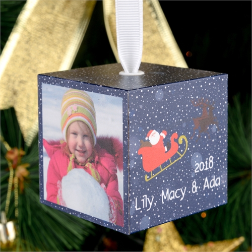 Nikolaus Fotowürfel Personalisieren 5,1 cm Holzwürfel