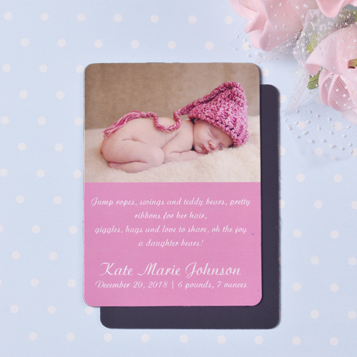 Geburtsanzeige Photo-Magnet, Pink