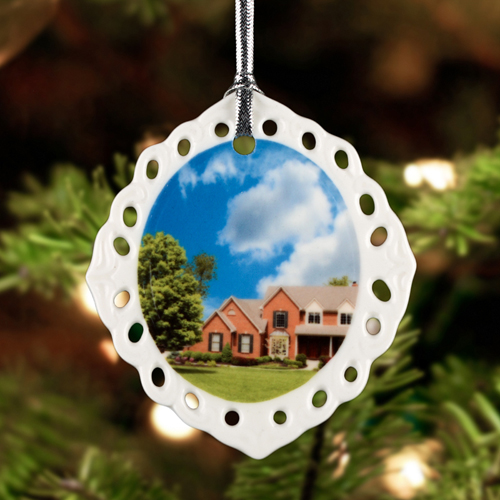 Porzellan Weihnachtsdeko Anhänger Oval Filigran Hochformat Einseitig Selbst Gestalten