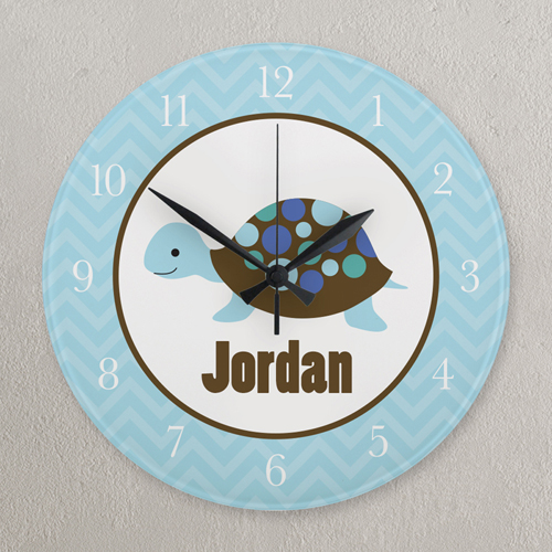 Blaue Schildkröte Runde Wanduhr Personalisieren Acryl 27,3 cm
