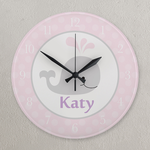Walfisch Pink und Grau Runde Wanduhr Personalisieren Acryl 27,3 cm
