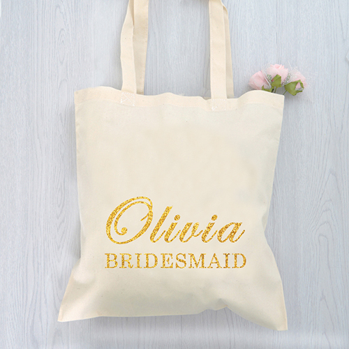 Glitzer Brautjungfer Baumwolle Budget Stofftasche Personalisieren