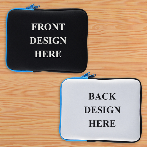 Blau New iPad & 2,3,4 Sleeve beidseitig personalisieren Querformat 195 x 250 mm Neopren