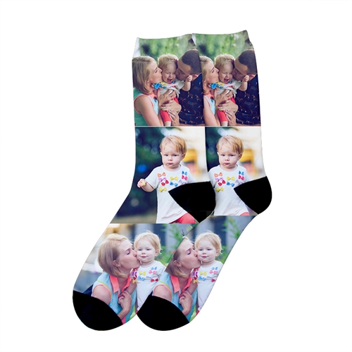 Dreier Collage Personalisierte Fotodruck Unisex Socken, Größe M