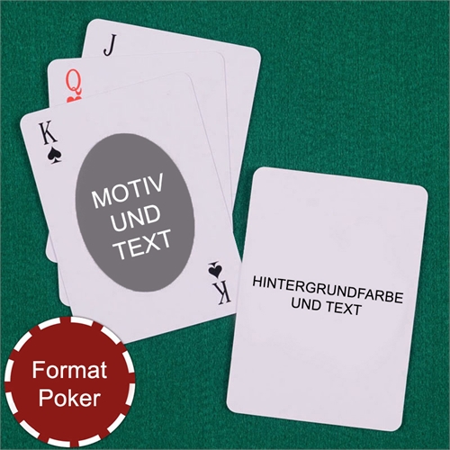 Spielkarten Ovales Protrait Vorderseite Text Rückseite
