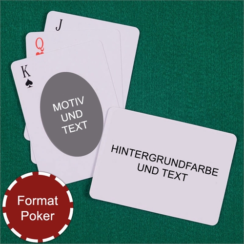 Personalisierte Spielkarten Ovales Motiv Vorne Text Rückseite Querformat