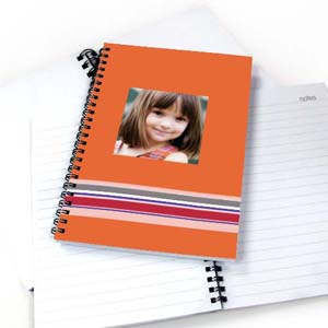 Notizbuch, Buntgestreift, Orange