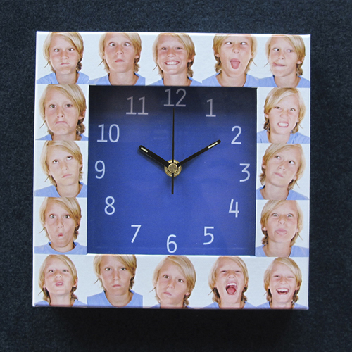Blaue Kollageuhr Großes Zifferblatt Modern