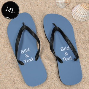 Personalisierte Strandsandalen Herren Größe L 44-45 EIN BILD Schwarz