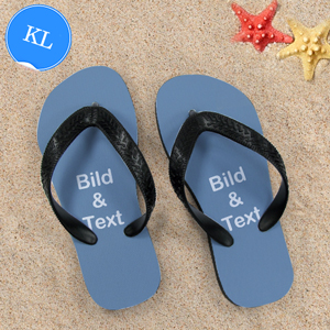 Personalisierte Strandsandalen Kinder Größe KL 32-36 EIN BILD Schwarz