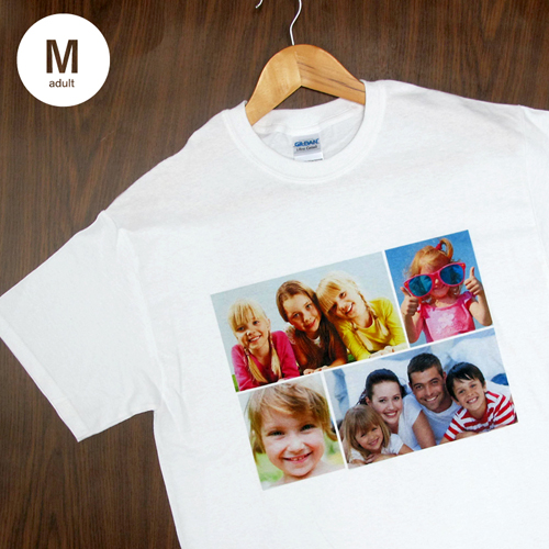Größe M T-Shirt Weiß 4er Collage, Querformat, Personalisierte Baumwolle