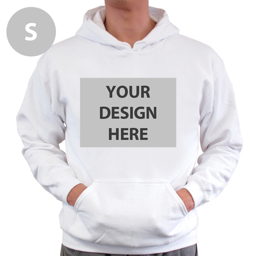 Hoodie ohne Reißverschluss Vollbild personalisiert Weiß Größe S